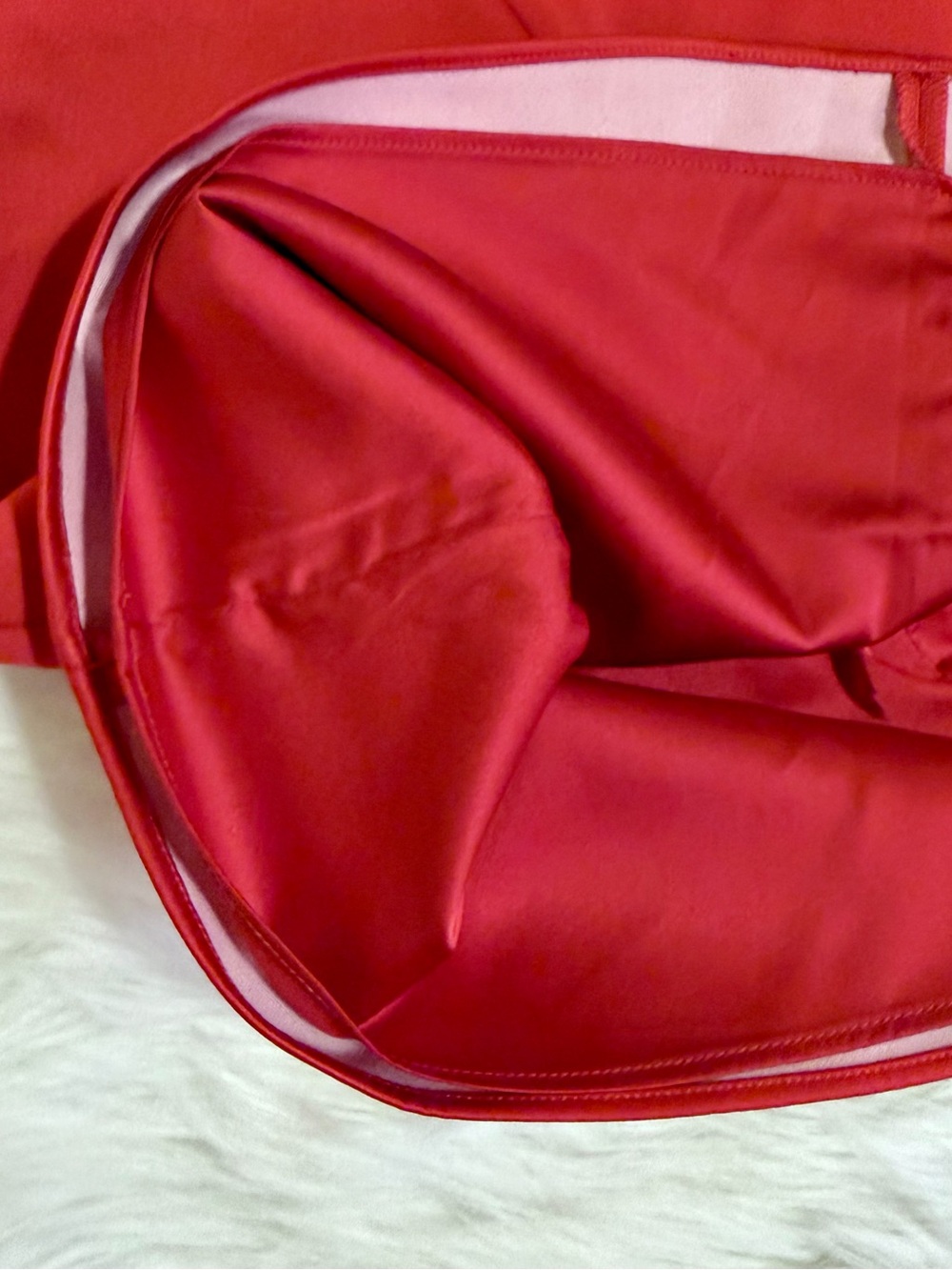 House of CB Dainty Scarlet Red Satin Square Neck A-Line Mini Dress S NWOT - Picture 6 of 14
